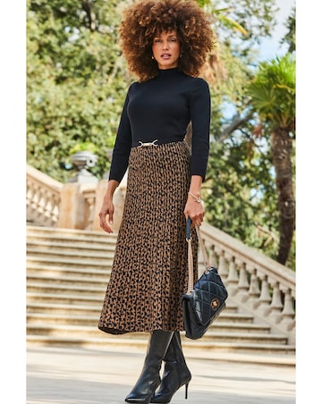 Sosandar Animal Print 2 Part Knitted Dress