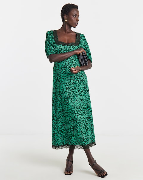 Square Neck Lace Tea Dress