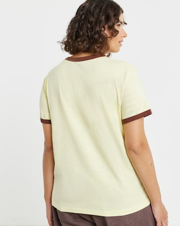 Simply Be Cream And Chocolate Coffee Club Slogan Ringer T-Shirt