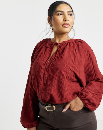 Simply Be Rust Textured Fabric Long Sleeve Top