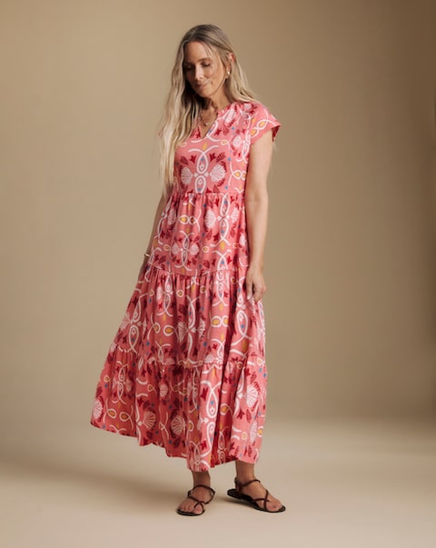 Julipa Petite Tiered Cotton Midi Dress