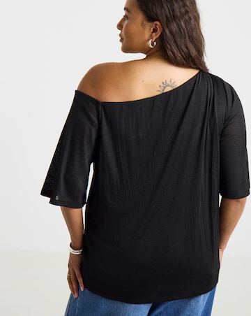 Simply Be Black Off The Shoulder Short Sleeve Top