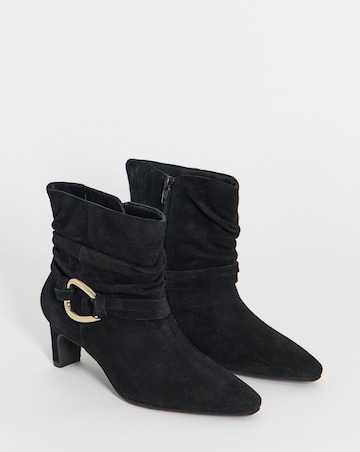 Naomi Suede Pointed Slouch Kitten Heel Ankle Boots - Extra Wide Fit (EEE)