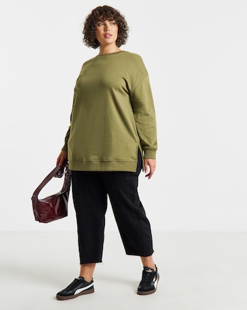 Simply Be Olive Side Split Sweatshirt Tunic