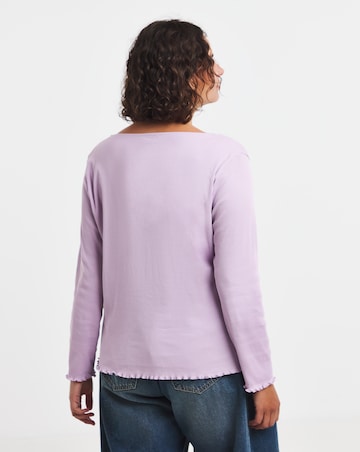 Simply Be Lilac Long Sleeve Button Through Ribbed Cardigan