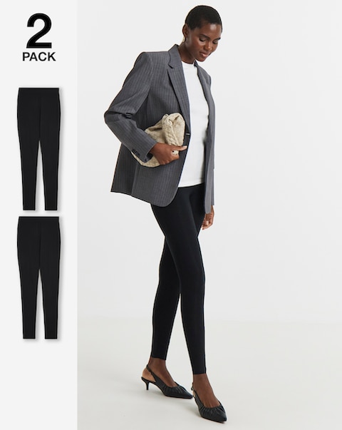 2 Pack Black Jersey High Waisted Leggings