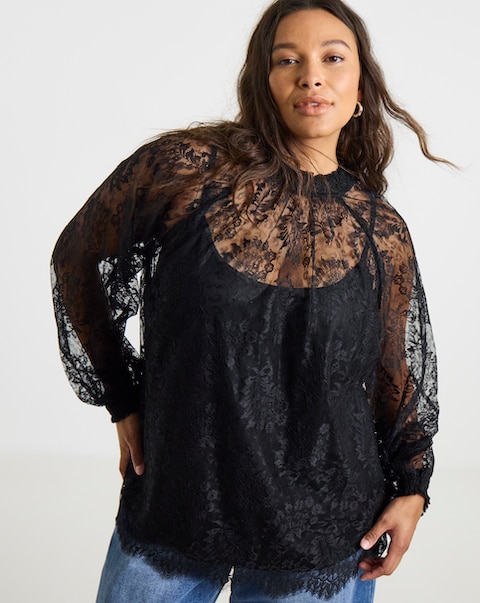 New In - Simply Be Lace High Neck Blouse
