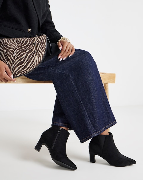New In - Pointy Heeled Ankle Boots Ex Wide