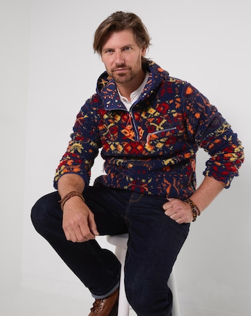 Joe Browns Perfect Pattern Borg Hoodie - Navy