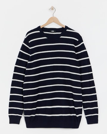 Textured Navy Stripe Knitted Jumper