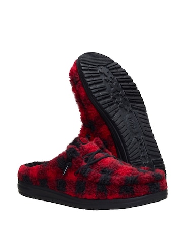 HeyDude Wally Buffalo Plaid Slipper - Red/Black