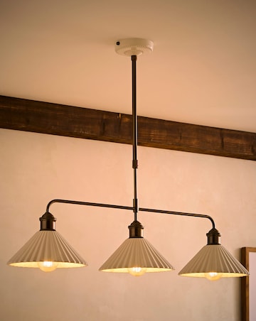 ValueLights Burford Ceramic Ribbed 3 Drop Diner Bar Ceiling Light
