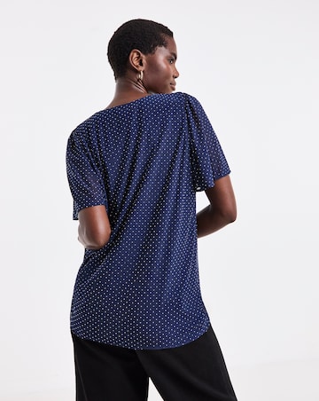 Navy Heat Seal Angel Sleeve Top