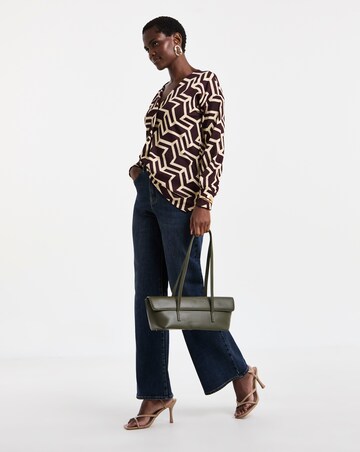 Aztec Print V-Neck Longline Top