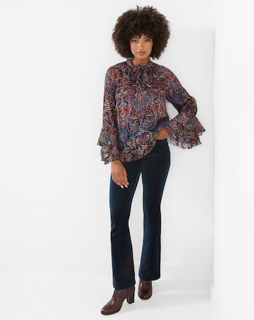 Joe Browns Boho Print Tie Neck Blouse With Ruffle Sleeve Detail