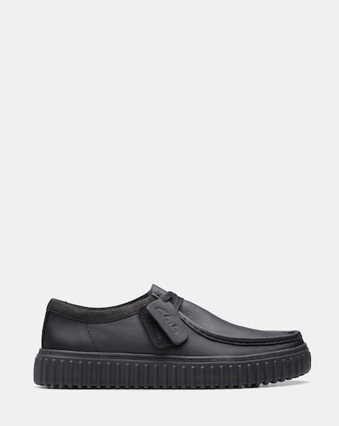 Clarks Torhill Lo Leather Shoe - Black