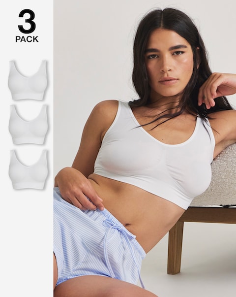Pretty Secrets (3 Pack) Comfort Tops White/White/White