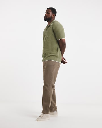 Button Through Texture Knitted Polo