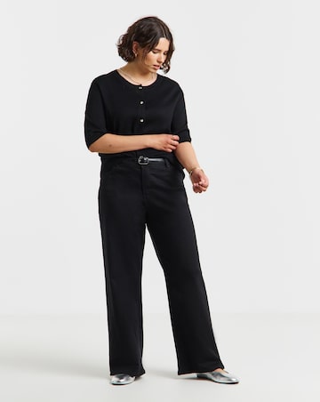 Black 24/7 Stretch Wide Leg Jeans