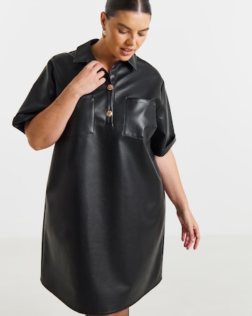 Simply Be Black PU Shirt Dress
