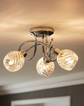ValueLights Reyka 3 Way Cross Over Chrome Ceiling Light Swirl Glass