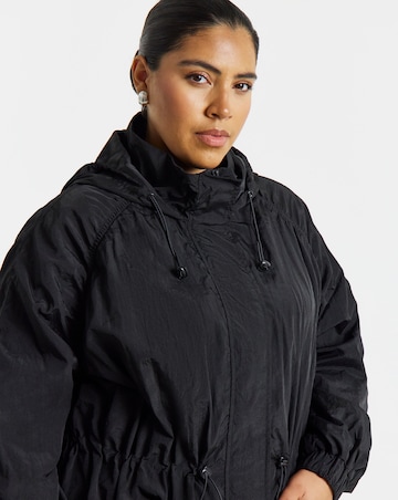 Black Pocket Detail Parachute Parka