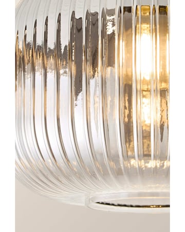 ValueLights Calpe Large Matte Black Ribbed Smoke Glass Ceiling Light
