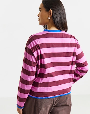 Simply Be Striped Whipstitch Long Sleeve T-Shirt