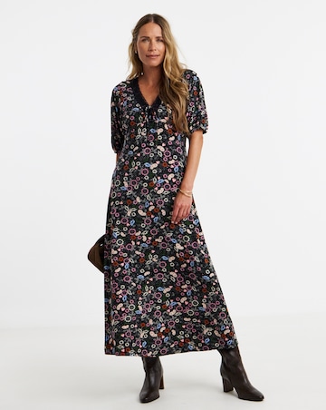 Soft Touch Lace Trim Puff Sleeve Dress
