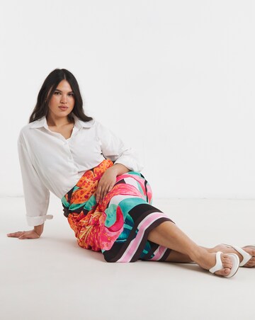 Floral Print Midi Wrap Skirt