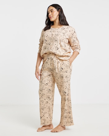 Pretty Secrets Coffee Print Pointelle Rib Pyjama Set