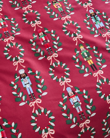 Festive Nutcracker Wreaths and Bows Cotton Blend Reversible Duvet Cover Set