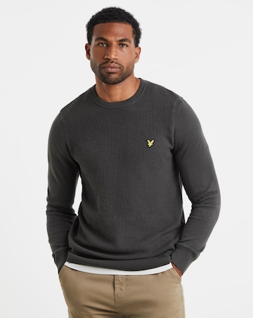 Lyle & Scott Waffle Front Crew Neck Jumper - Slate