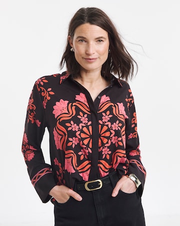 Black Paisley Placement Print Shirt