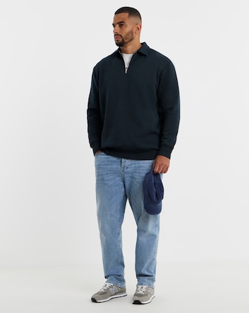 Jack & Jones Bradley Zip Sweat Polo - Navy