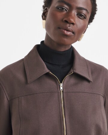 Zip Front Herringbone Jacket