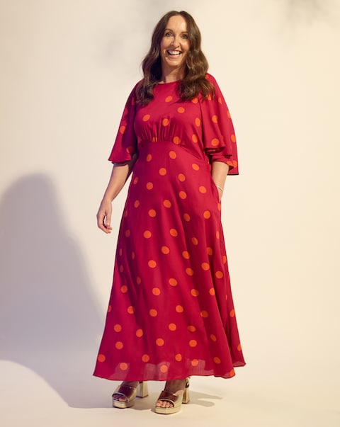 Spot Print Cape Tea Dress