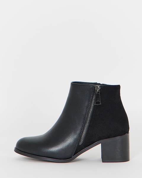 Cushion Walk Side Zip Heeled Shoe Boots - Wide Fit (E)