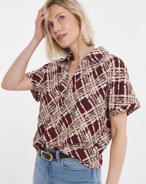 Collar Detail Short Sleeve Tunic