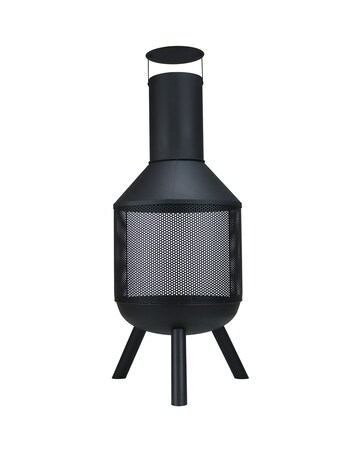 Charles Bentley Round Black Steel Chimenea