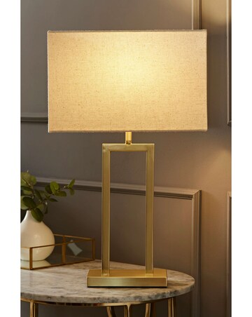 ValueLights Gloria Gold Double Stem Table Lamp with Rectangular Shade