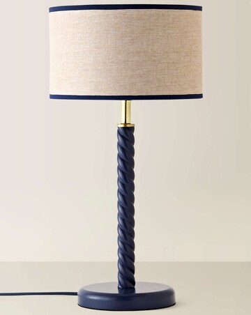 ValueLights Amara Navy Twist Table Lamp with Colour Match Inner Shade