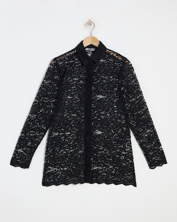 Flounce London Black Lace Shirt