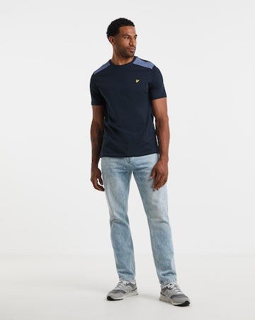 Lyle & Scott Short Sleeve Check Panelled T-Shirt - Navy