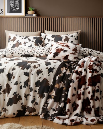 Cow Print Faux Fur Filled Cushion