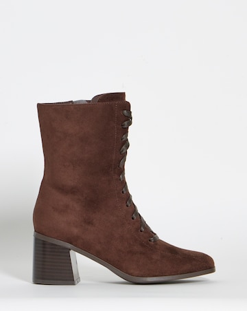 Megan Lace Up Block Heel Ankle Boots - Extra Wide Fit (EEE)