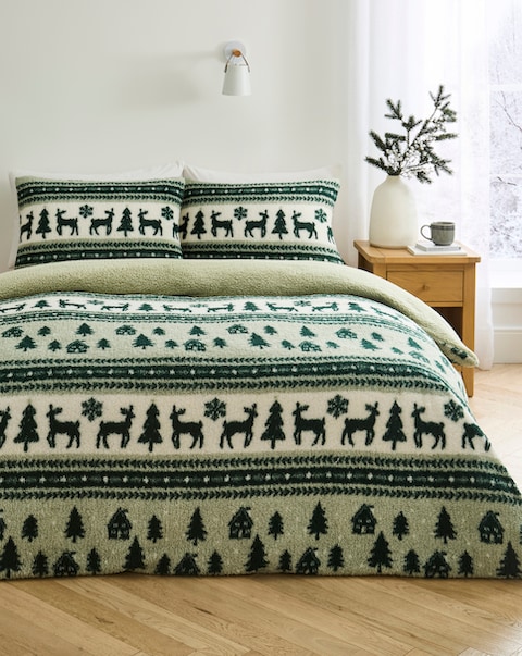 New In - Reindeer Fairisle Fleece Duvet Cover Set