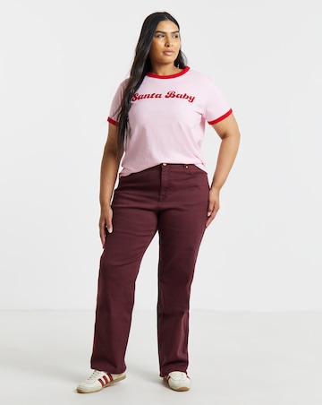 Simply Be Pink Santa Baby Ringer T-Shirt