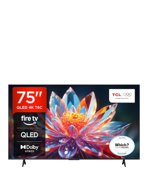 TCL 75T6C-UK 75in 4K QLED HDR Smart Fire TV with Freely