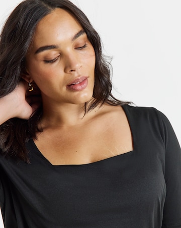 Simply Be Black Half Sleeve Square Neck Top